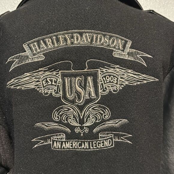 Harley Davidson women’s bomber wool leather jacket size L - Picture 5 of 12